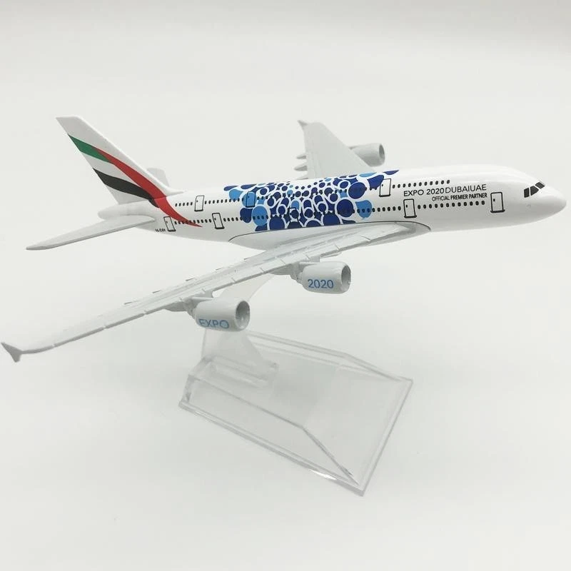 1:400 Diecast in Lega Aereomodello 16cm Emirates Airbus A380 EXPO 2020 Dubai UAE - Immagine 1 di 4