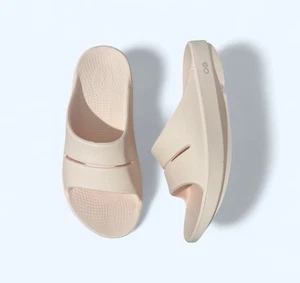 OOFOS Ooahh Slides Sandals Blush Pink Recovery Womens Sz 10 - Picture 1 of 8