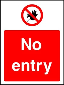 No Entry Prohibition 20cm x 15cm warning sticker sign rigid safety decal - Picture 1 of 1