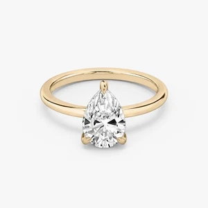 1 Ct Pear Cut IGI Lab Grown Diamond Hidden Halo Engagement Ring 10k Rose Gold - Picture 1 of 5