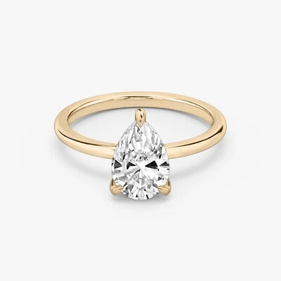 1 Ct Pear Cut IGI Lab Grown Diamond Hidden Halo Engagement Ring 10k Rose Gold - Image 1 of 4