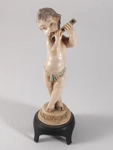 Vintage FONTANINI CHERUB Figurine with flute Depose Italy Angel Spider Mark - Picture 1 of 2