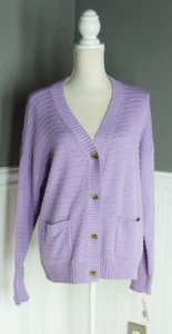 NWT Sonoma Women's Cardigan XL Sweater Violet Purple Button Up V-Neck New - Picture 1 of 4