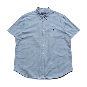 Ralph Lauren Short Sleeve Button Up Shirt Striped Blue Mens XXL - Picture 1 of 8