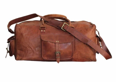 30" Vintage Retro Men Genuine Strong Leather travel duffle weekend bag luggage - Image 1 of 3