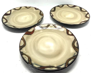 Pier 1 Imports WAVE Stoneware lo of 3 Dinner Plates 11" Brown and Beige - Picture 1 of 4