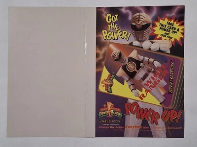 MIGHTY MORPHIN POWER RANGERS 1994 1-UP UNCUT PROMO CARD WHITE RANGER - Image 1 of 2
