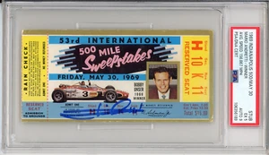 1969 Indy Indianapolis 500 Ticket Signed By Mario Andretti Winner PSA DNA 9 Auto - Picture 1 of 2