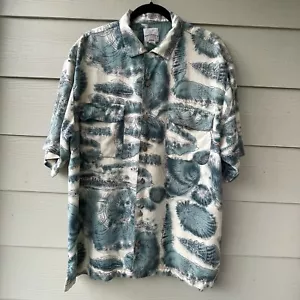 Tommy Bahama Shirt Mens Large Green Floral Hawaiian Silk Relax Fit Beach vacatio - Picture 1 of 21