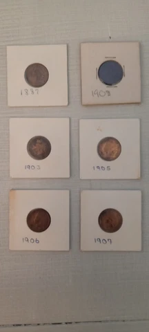 INDIAN HEAD CENT/PENNY LOT 1887, 1902, 1903, 1905, 1906,  AND 1907. 6 COINS Cover