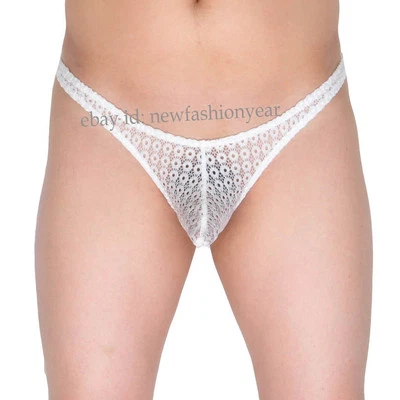 Men Lace Pouch Underwear T-back Jockstraps Bikinis G-string Posing Micro Thong  - Image 1 of 4