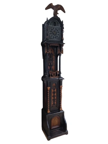 Stunning 19th Century Highly Carved Black Forest Cuckoo Grandfather Clock Cover