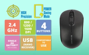 Zebronics Dash Wireless Optical Mouse High Precision 1600 DPI Buttom -Free Ship - Picture 1 of 9