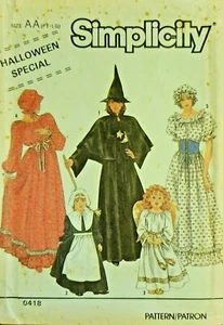 Simplicity 0418 Vintage Misses' And Girls' Halloween Costume: 22 Pieces Uncut - Picture 1 of 4