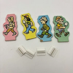 Vintage Dinobones 4 Paleontologist Pawns and Stands 1987 Replacement Pieces - Picture 1 of 1