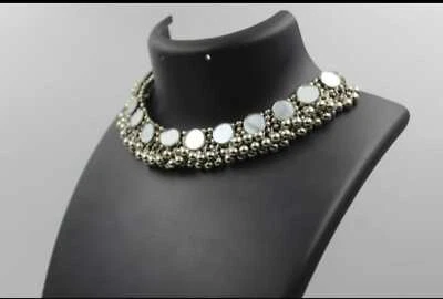 Этнический Болливуд стиль дизайн серебро окисленный ожерелье индийский ошейник ювелирный набор - Изображение 1 из 4