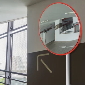Security Safety Outdoor Driveway Garage Wide View Red Round Corner Convex Mirror - Picture 1 of 19