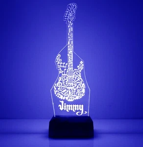 Electric Guitar, Engraved LED Night Light,16 Colors with Remote, Musician Lamp - Picture 1 of 9