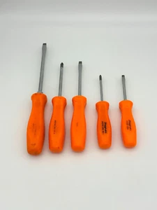 Juego de destornilladores Snap-on de 5 piezas agarre duro mango naranja plano y cabeza Phillips - Imagen 1 de 10