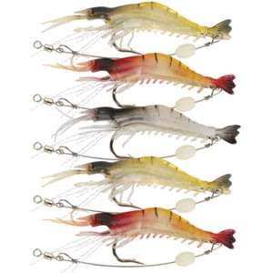 5/9pcs Soft Shrimp Bait Luminous Silicone Prawn Fishing Lures Hook Bait 3 Colors - Picture 1 of 13