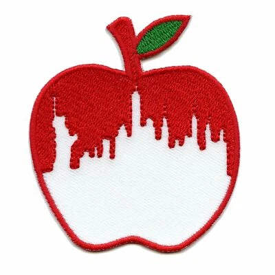 New York Skyline Apple Iron On Patch - Image 1 of 2
