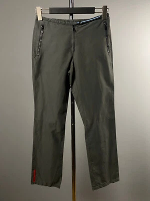 Pantalones chinos PRADA para mujer caqui verde nailon algodón cremallera talla 42 Foto 1 de 4