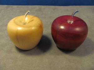Authentic Aspen Wood wooden apples(red and natural)with glass stems 31 - Picture 1 of 9