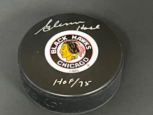 Glenn Hall Chicago Blackhawks Auto Signed Puck HOF 75 Beckett Hologram - Picture 1 of 2