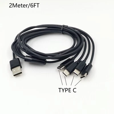 2m 6ft USB Type C Cord with 4 USB C Ports USB C Charger Cable for smartphones - Image 1 of 4