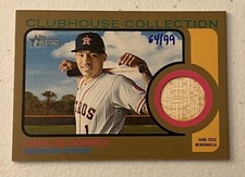 2022 Topps Heritage - Clubhouse Collection Relics Gold #CC-CC Carlos Correa /99