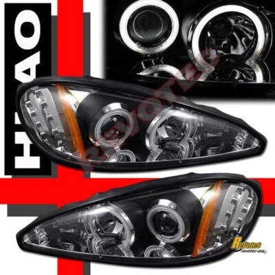 99-05 Pontiac Grand AM Dual CCFL Halo Angel Eyes LED projetor faróis preto - Imagem 1 de 3