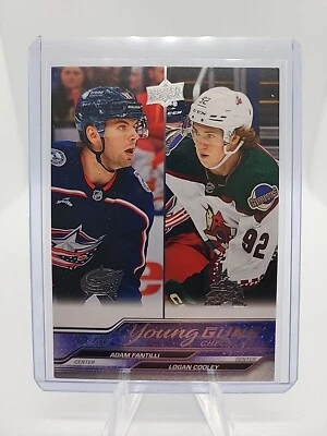 2023-24 Upper Deck Extended Adam Fantilli & Logan Cooley Young Guns RC Checklist - Image 1 of 2