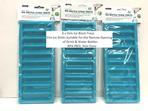 6 X SLIM ICE STICK TRAYS FOR SCHOOL /SPORT & ALL DRINK BOTTLES,SUMMER,BPA FREE - Bild 1 von 6