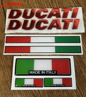 Juego de 7 calcomanías rojas emblema de carenado de tanque de combustible Italia para motocicleta de carreras Ducati Foto 1 de 4
