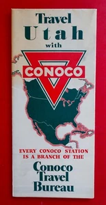 Vintage 1940 Travel Utah with CONOCO Highway / Road Map Excellent Condition - Picture 1 of 1