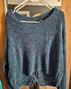 Vintage Blue Express Lace Up Back Sweater As Seen On Jenna Ortega In You - Picture 1 of 14