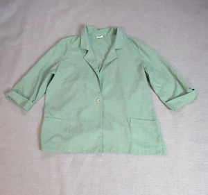 Modern Essentials Blazer Womens XL Green Woven Button Secretary Retro Jacket - Picture 1 of 10