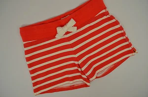 Mini Boden Girls Fun Sweatshorts Sizzle Red / Ecru Stripe Elastic Waist Size 4 - Picture 1 of 3