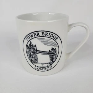 Vtg James Sadler Sons Tower London Coffee Mug White Black Staffordshire England - Picture 1 of 11