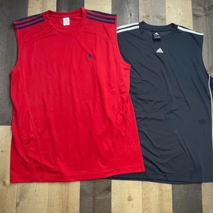 Adidas Men's LARGE Basketball Training Athletic Sleeveless Tees - SET OF 2 - Picture 1 of 4