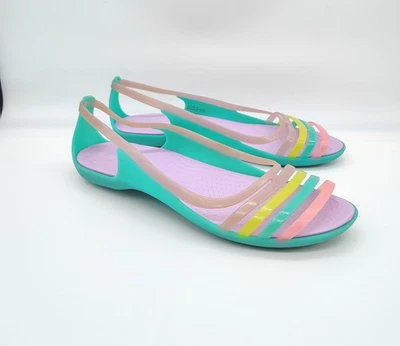 Босоножки без шнурков женские Crocs Isabella Huarache Jelly Flats размер 11 с ремешками  - Изображение 1 из 4