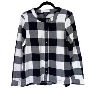 Pendleton Womens Buffalo Plaid Black White Check Flannel Button Down Sz Medium - Picture 1 of 10