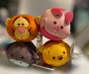 Disney Winnie The Pooh  Tsum Tsum Lot  Of 4 Winnie Piglet Tigger Eeyore NWT - Picture 1 of 1