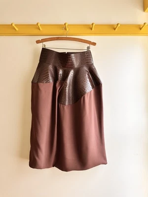 Niccolo Pasqualetti ONDA SKIRT Croc Embossed Leather Viscose Crepe NWT new $1100 - Image 1 of 4