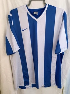 Nike Dri-Fit Short Sleeve Football Top Tee Shirt XL Blue & White Stripes - Picture 1 of 8