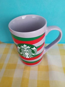 Starbucks 11 Fluid Ou Mug, Lavendel mit roten und grünen Streifen - sehr schön! - Bild 1 von 4