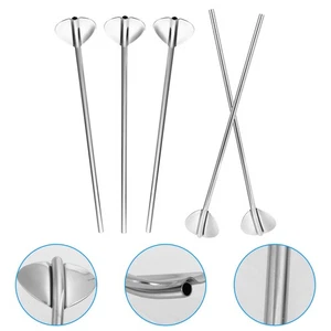 6 Pcs Stainless Steel Filter Pipette Metal Mixing Cocktail Straw Coffee Spoons - Picture 1 of 12