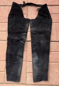 Vintage Jugend schwarz Wildleder Schulung Chaps Flinte Springen Reitsport Western - Bild 1 von 9