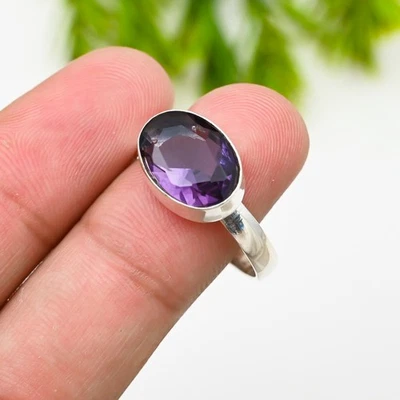 Amethyst Gemstone 925 Sterling Silver Ring Handmade Jewelry Ring For Gift - Image 1 of 4