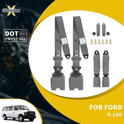 2x Kits de correas de cinturón de seguridad ajustable de 3 puntos grises para Ford E-150 Foto 1 de 4